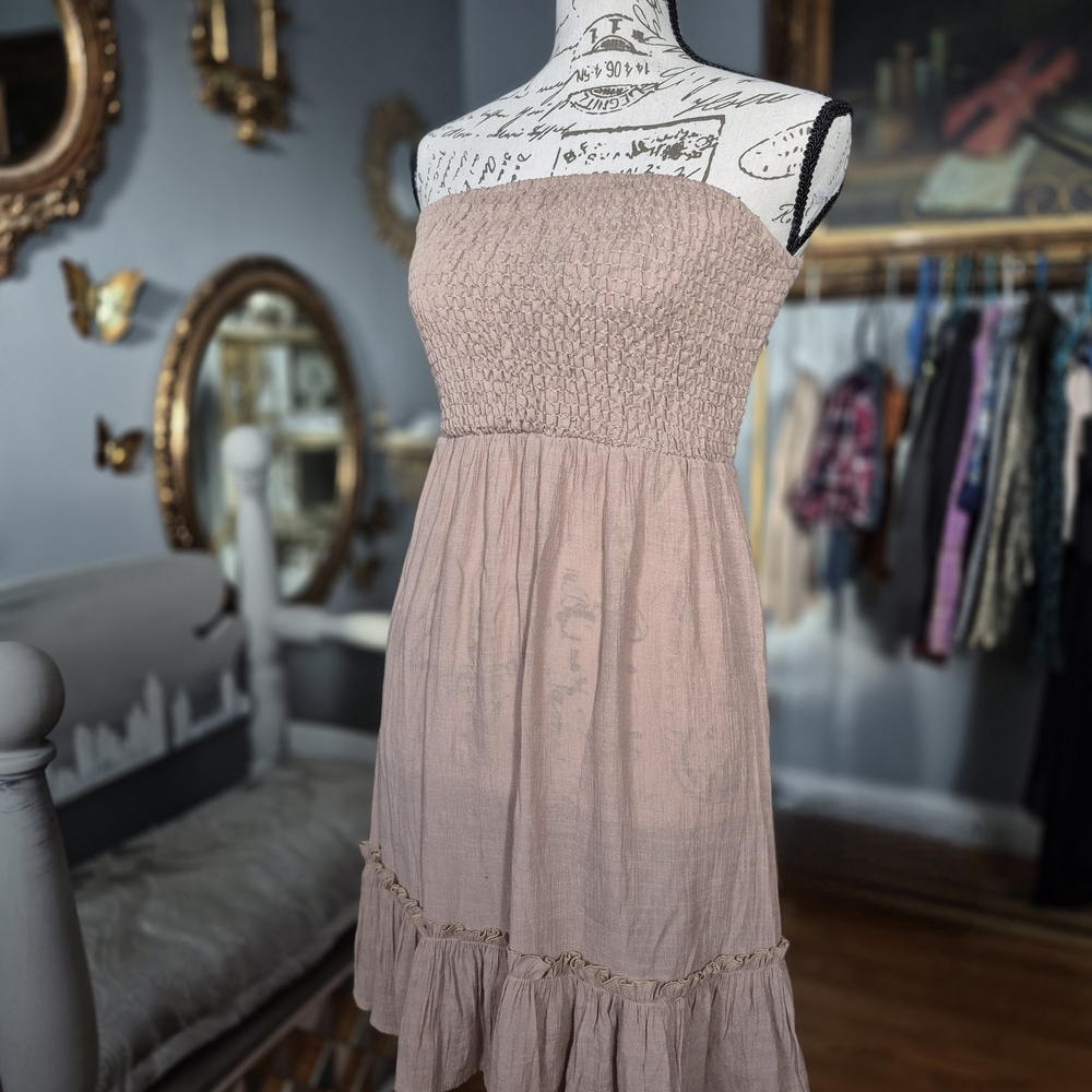 Coastal Cowgirl Strapless Beige Dress Small